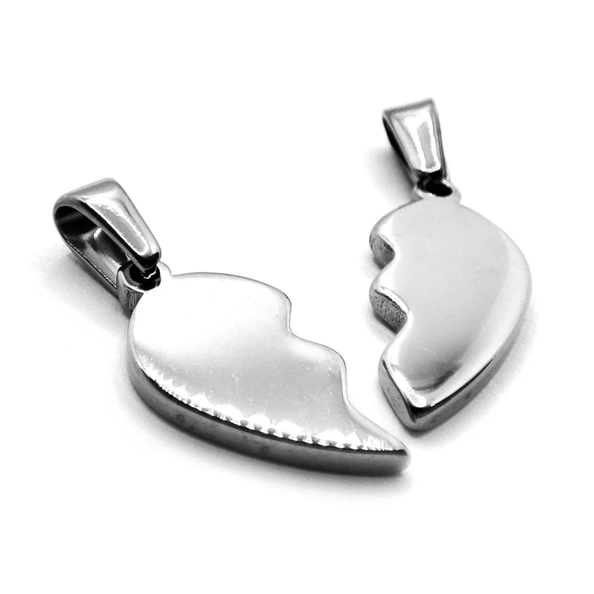 Dijes Acero Plateado Corazón Dividido Amigos Pareja 16 mm