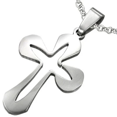 Dije de Acero Inoxidable Diseño Cruz de Burbuja