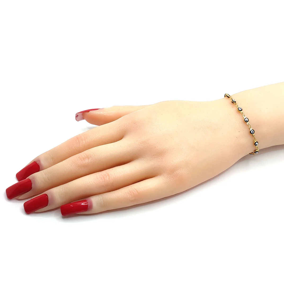Pulsera Acero Dorado Ojo Turco Nazar Negro 4 mm Poder