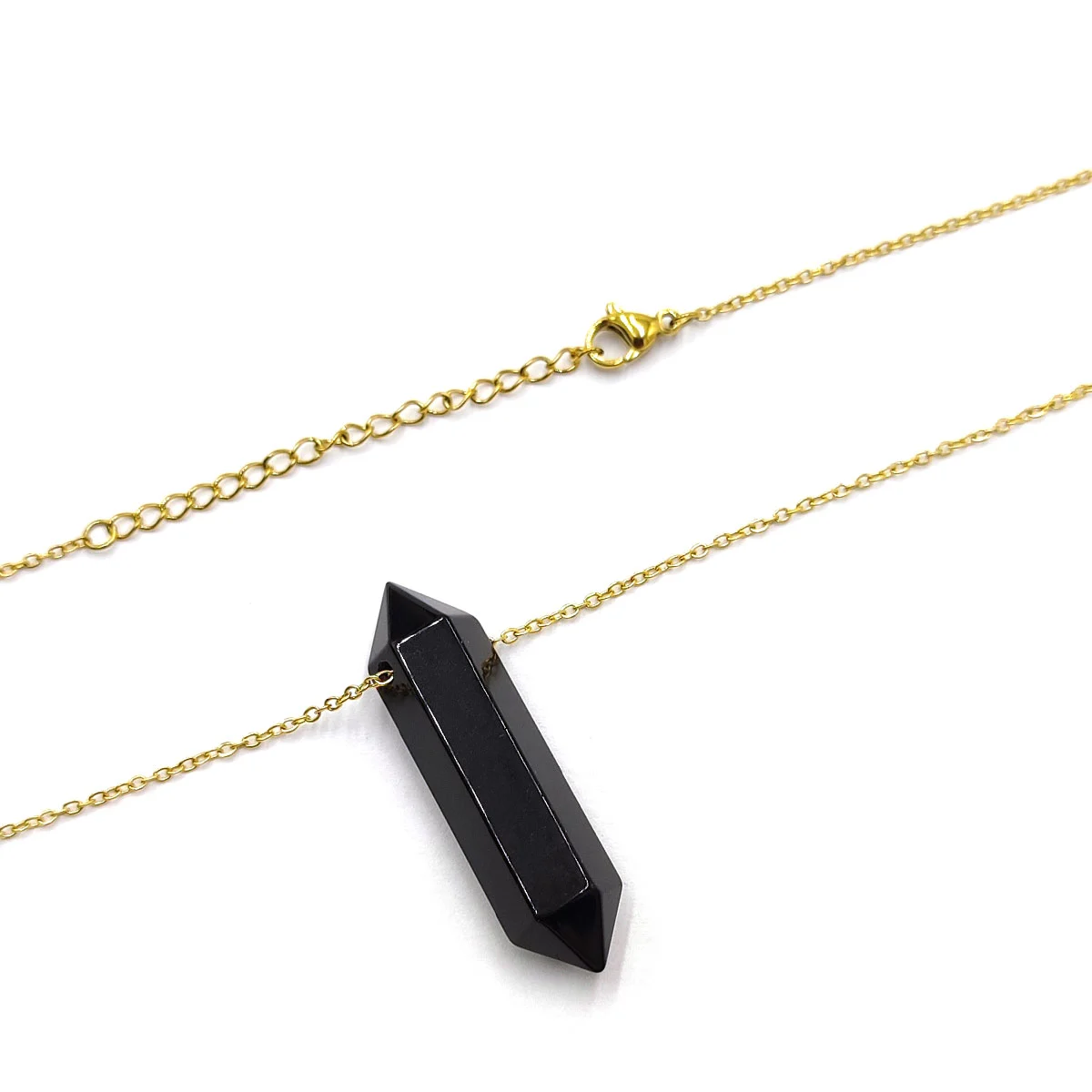 Collar Acero Dorado Doble Punta Onix 41mm