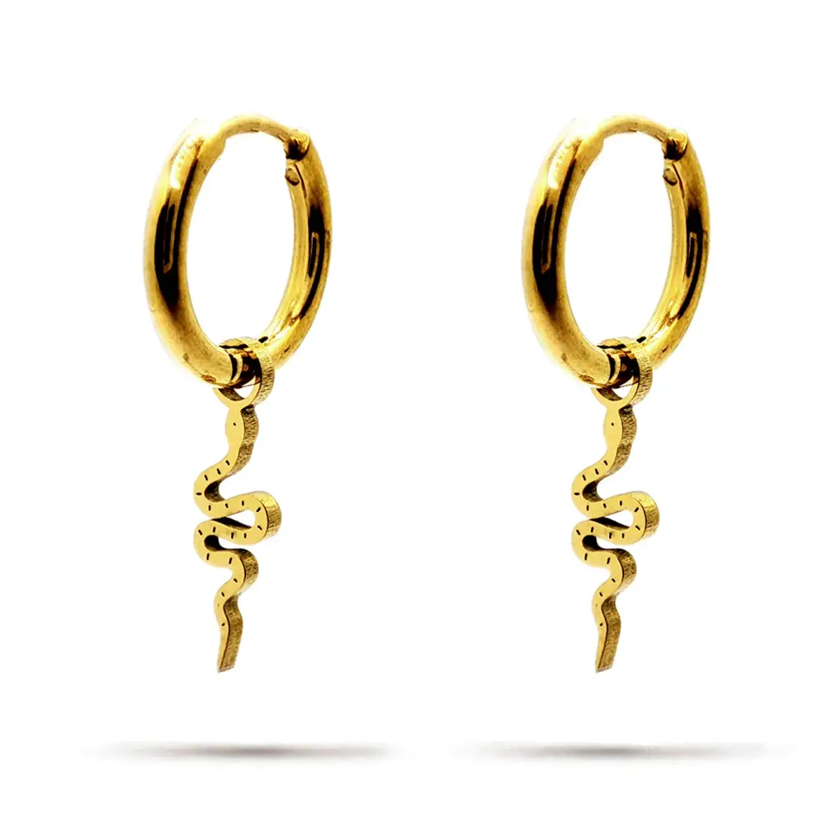 Set Aretes Acero Dorado Nudo de Bruja Serpiente Ear Cuff