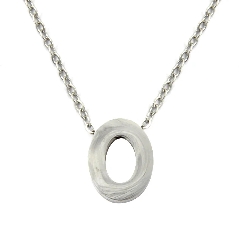 Collar Acero Inoxidable Plateado Letra O Pequeña Nice
