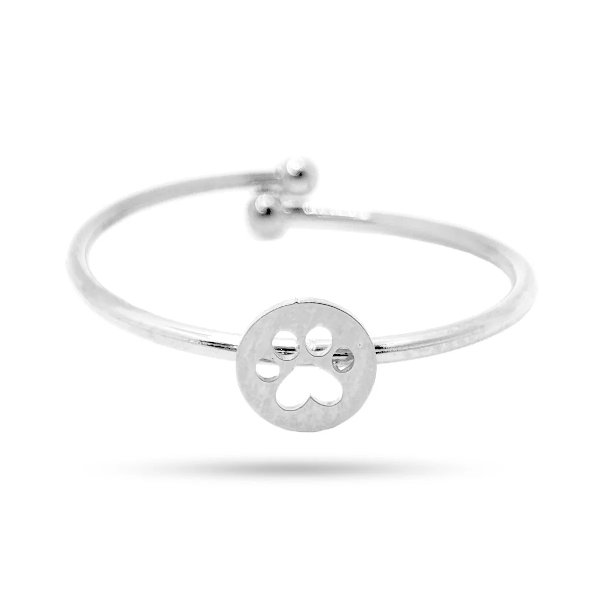 Anillo Acero Plateado Delgado Huella Perro Gato Ajustable