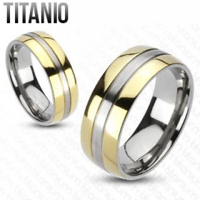 Anillo de Titanio Diseño Argolla de Matrimonio Bicolor