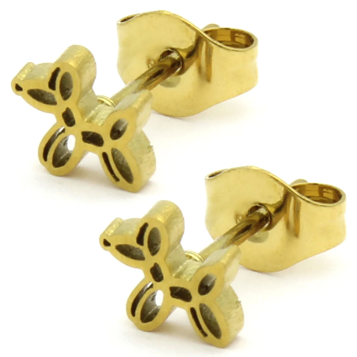 Arete Tipo Broquel Acero Dorado Perro Pequeño Globoflexia