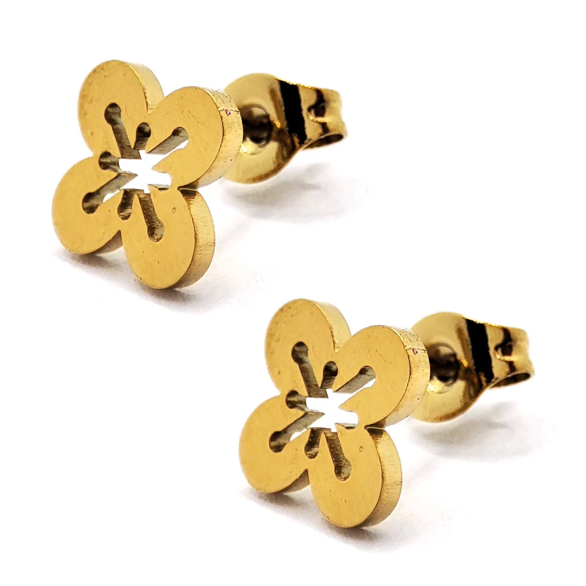 Set Joyería Acero Dorado Gato Suerte Fortuna Gatito Feliz