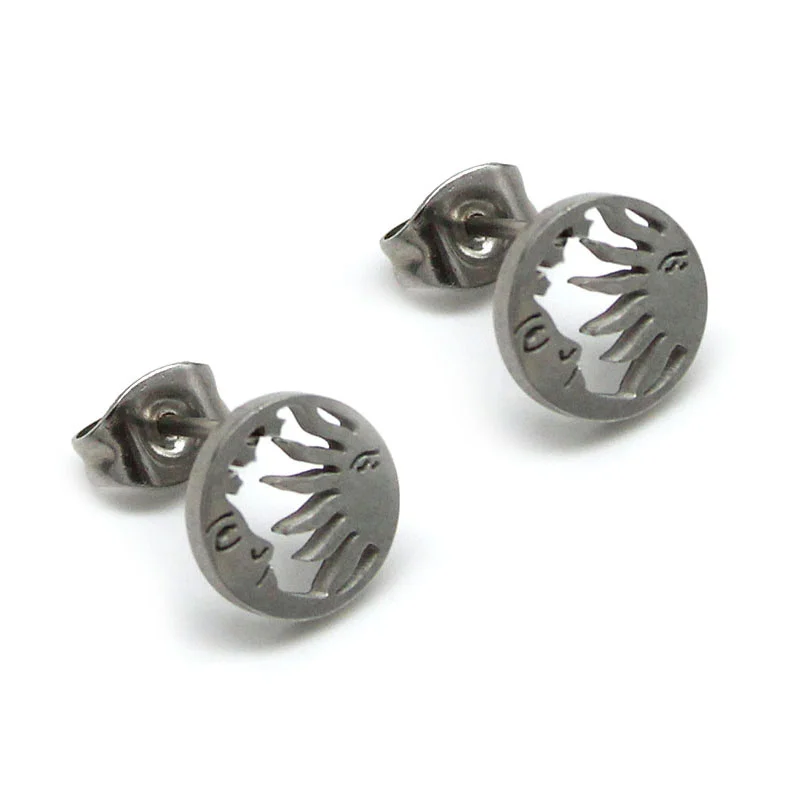 Aretes Acero Plateado Eclipse Sol Luna Estrellas
