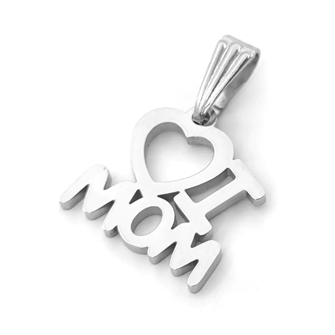 Dije Acero Inox Plateado I Love Mom Madre Mamá