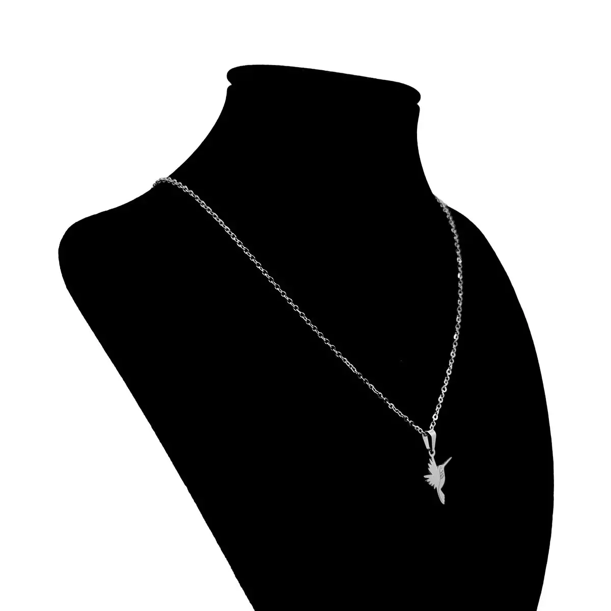 Set Joyeria Acero Plateado Colibri Chuparosa Alas Puntas