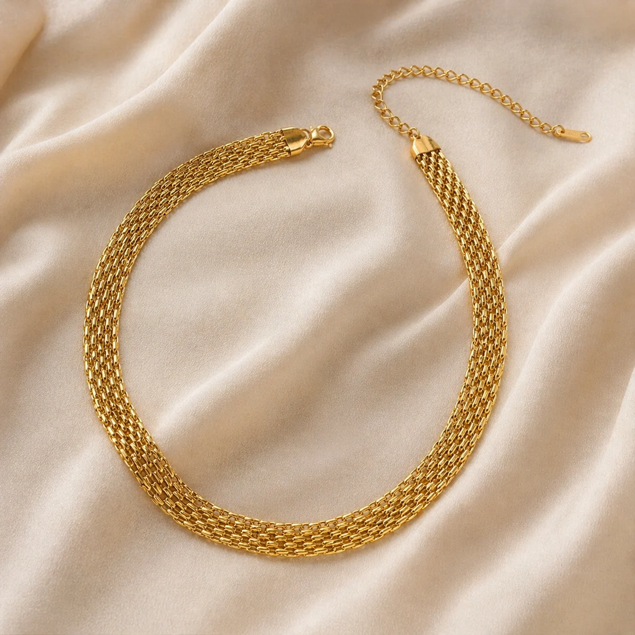 Cadena Acero Dorado Multicadena Tipo Red Elegante