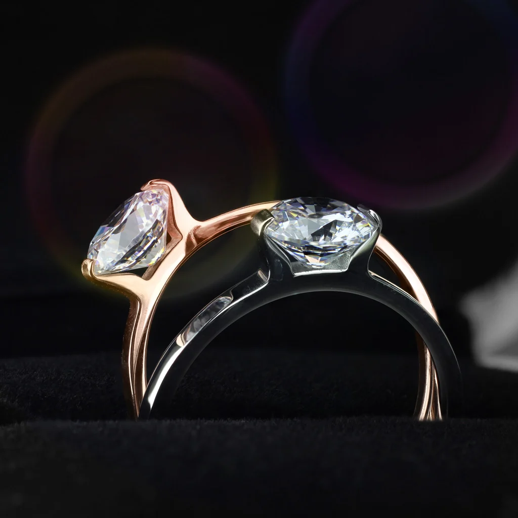 Anillo Acero Tipo Compromiso Shine Solitaire
