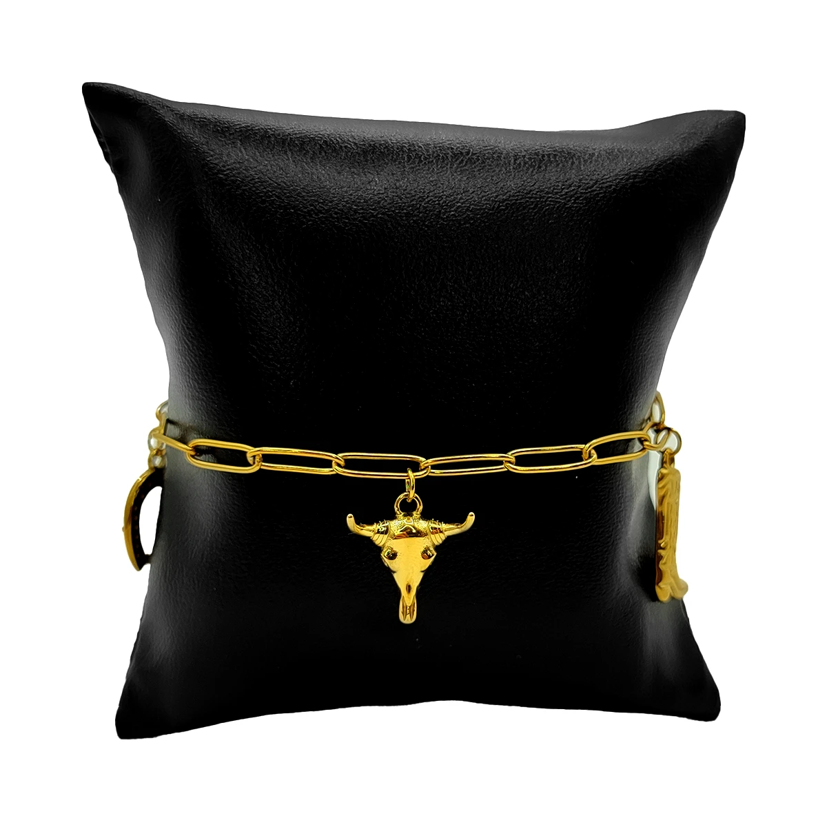 Pulsera Acero Dorado Colgantes Vaqueros Toro Bota