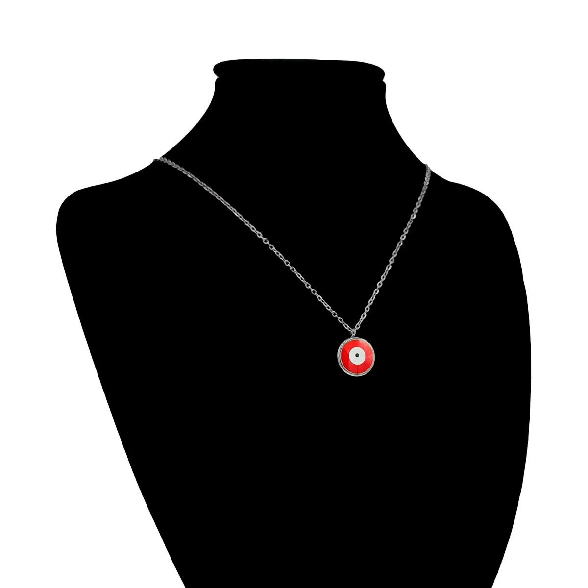 Set Joyeria Acero Inoxidable Plateado Ojo Turco Rojo