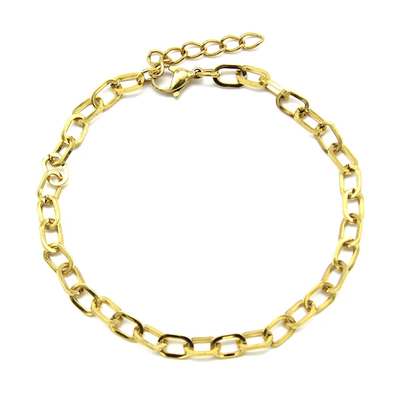 Tobillera Acero Inoxidable Dorado Eslabon Ovalado