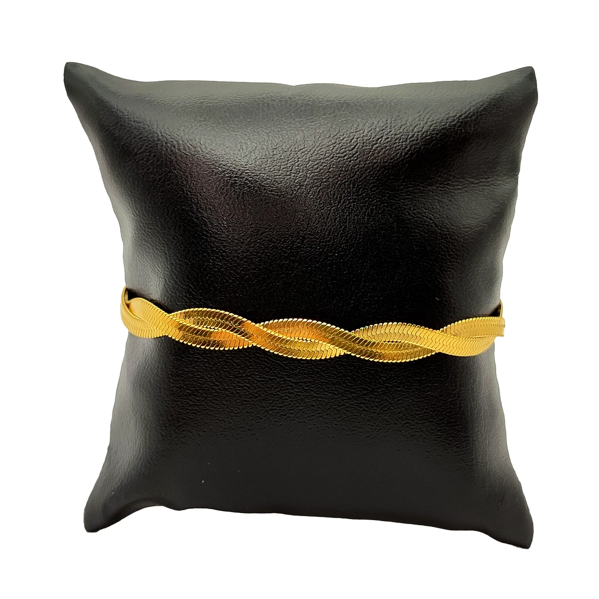 Pulsera Acero Dorado Panza de Vibora Doble Trenzada