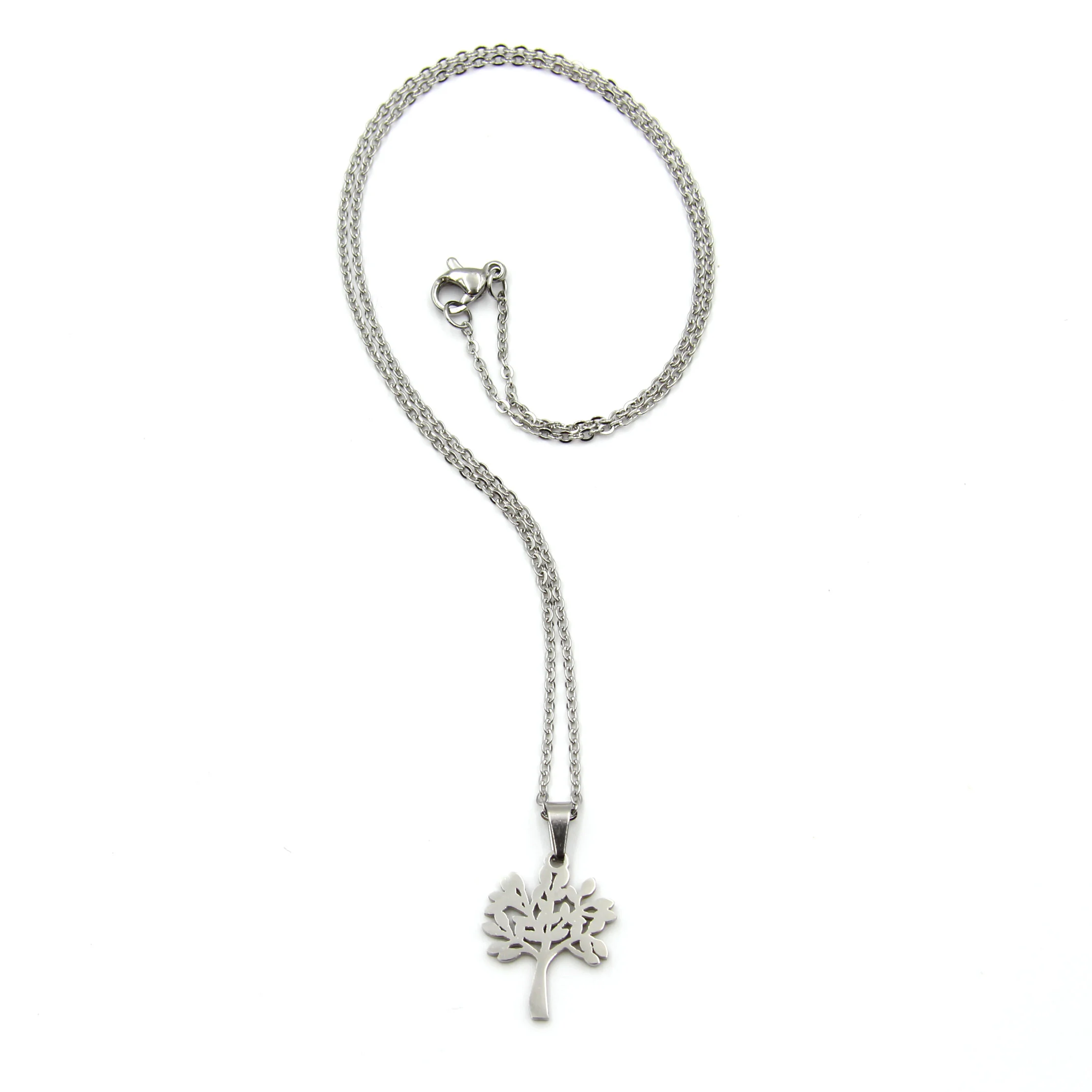 Set de Joyeria Plateado Cadena Aretes Dije Arbol Vida