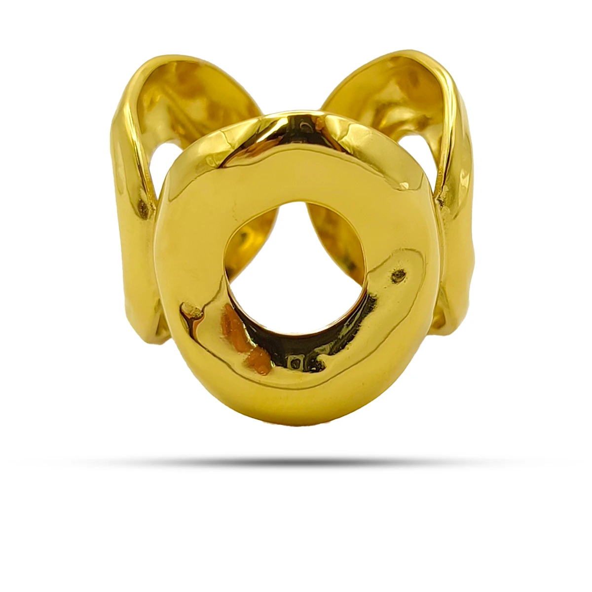 Anillo Acero Inox Circulos Unidos Huecos Chunky Ajustable