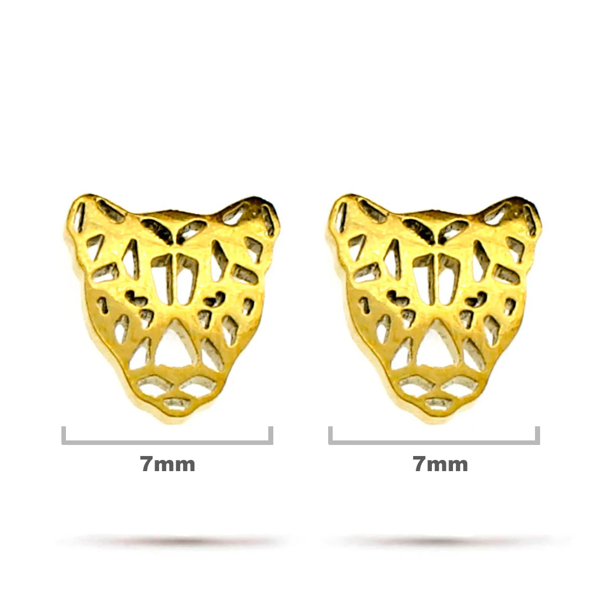 Aretes Acero Inox Dorado Tipo Broquel Pantera Geometrica
