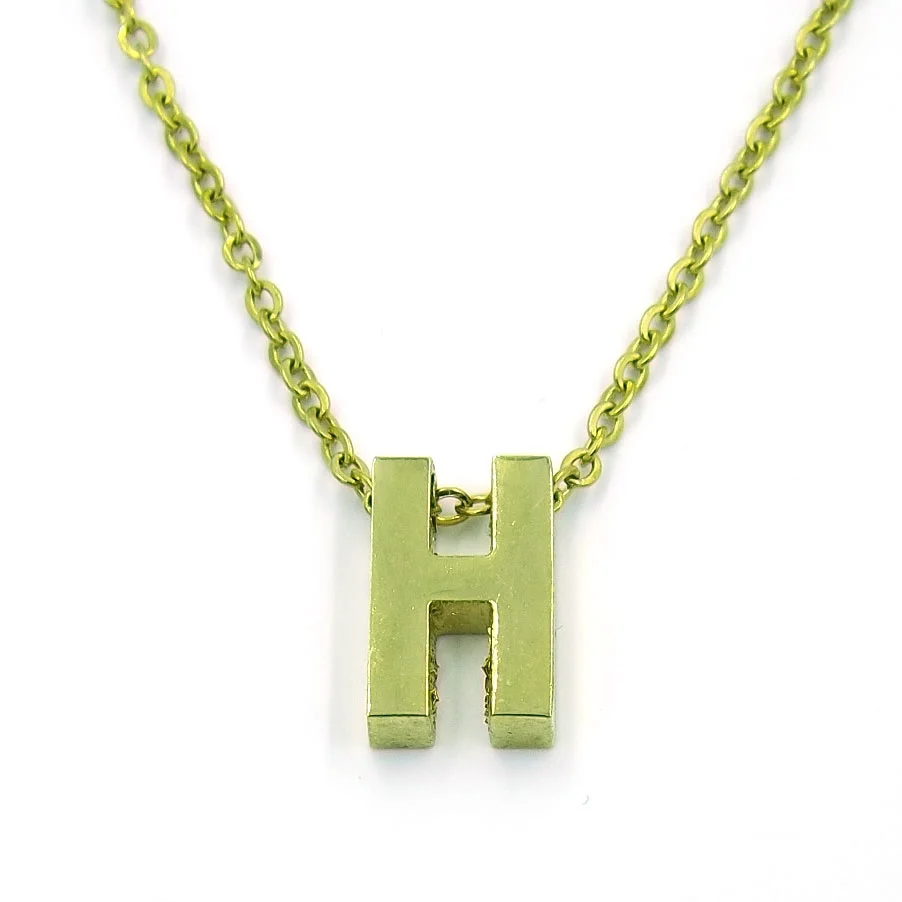 Collar Acero Inoxidable Dorado Letra H Pequeña Nice