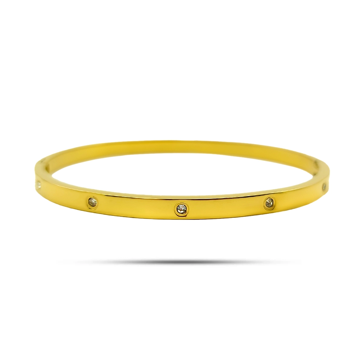 Pulsera Acero Dorado Brazalete Mini Cristales Circulares