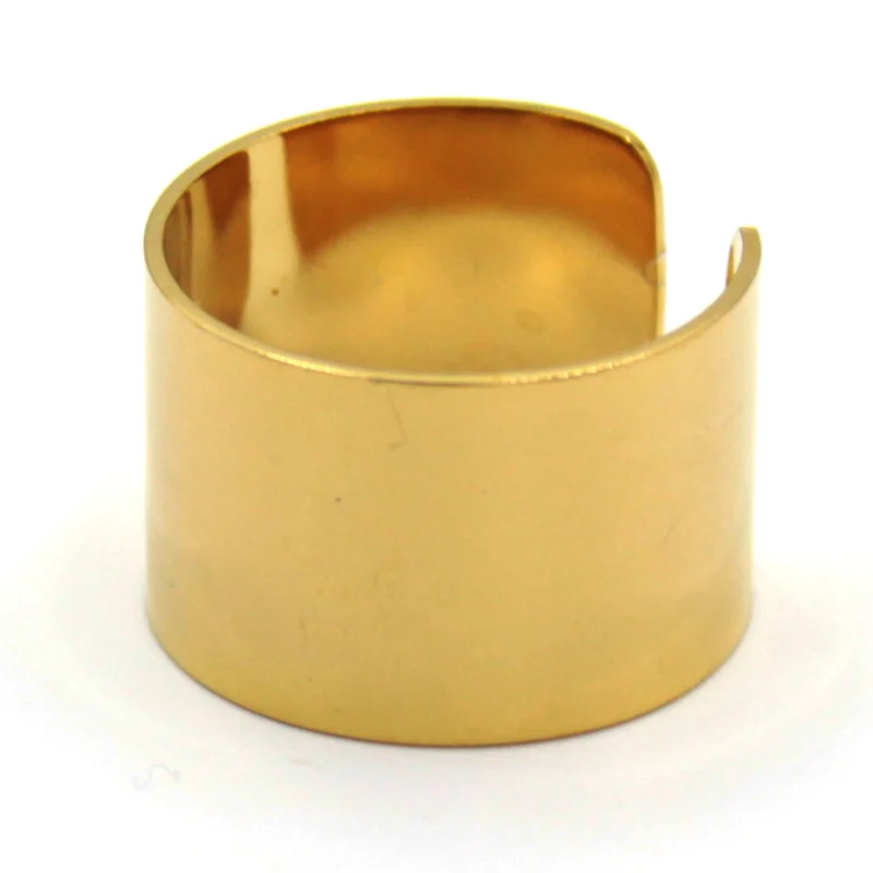 Anillo Acero Dorado Tubular Abierto Sencillo