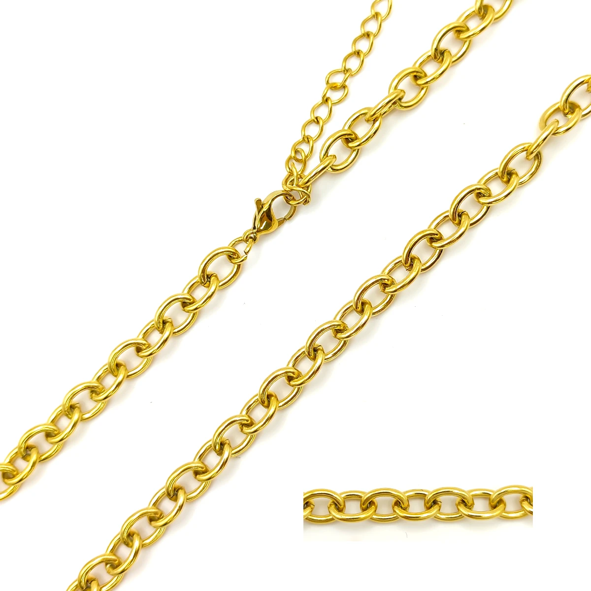 Cadena Acero Inox Dorado Choker Eslabon Ovalado 6 mm