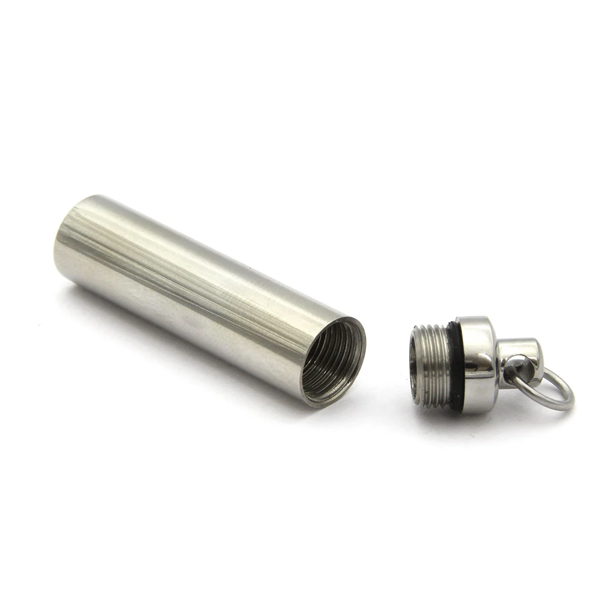 Dije Tipo Urna Cenizas Acero Plateado Cilindro 3.8cmx8mm