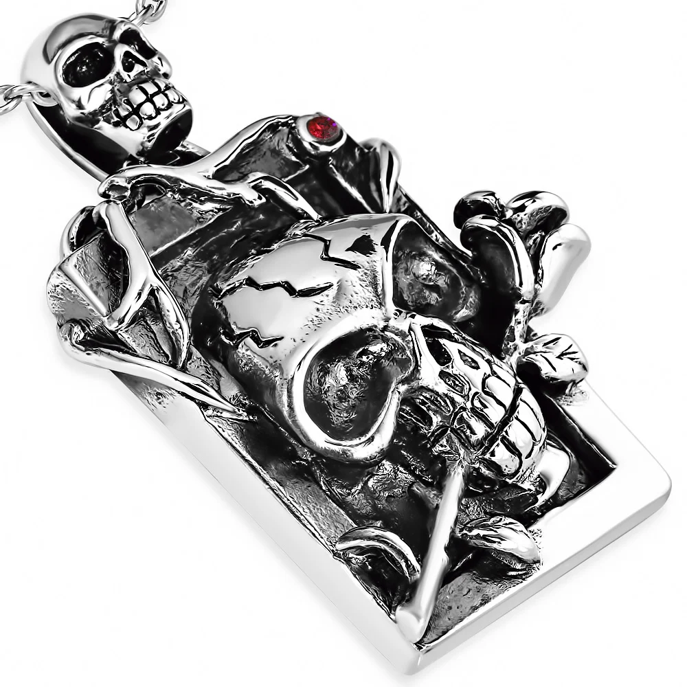 Dije de Acero Calaveras Bikers y Rosa
