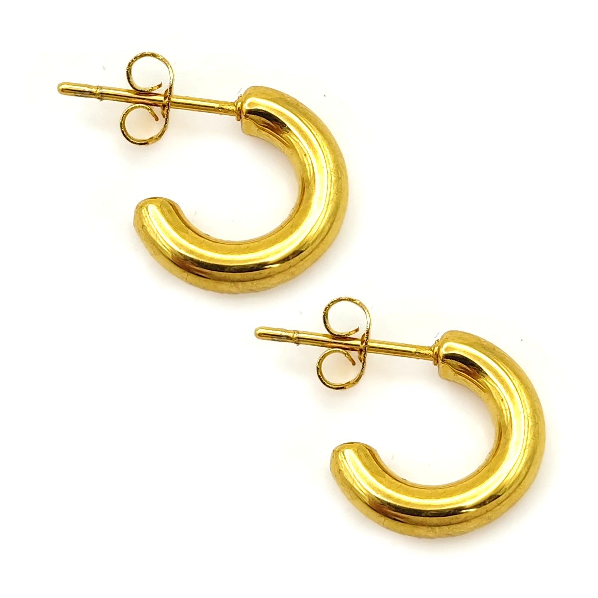 Aretes Acero Dorado Mini Media Arracadas Chunky Lisas