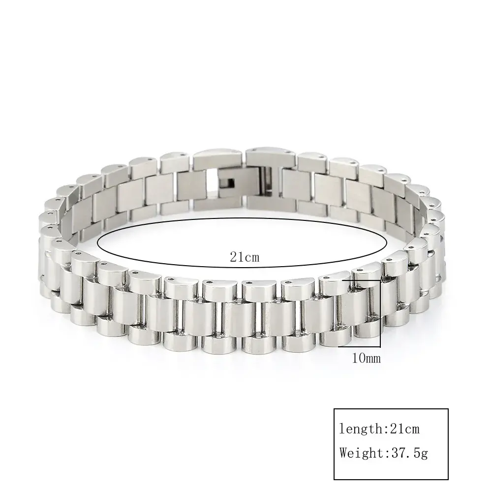 Pulsera Acero Plateado Extensible Reloj Elegante Pulida
