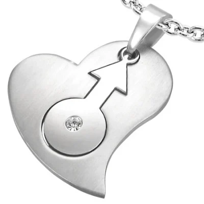 Dije de Acero Inoxidable Diseño Corazon Orgullo Gay Hombre