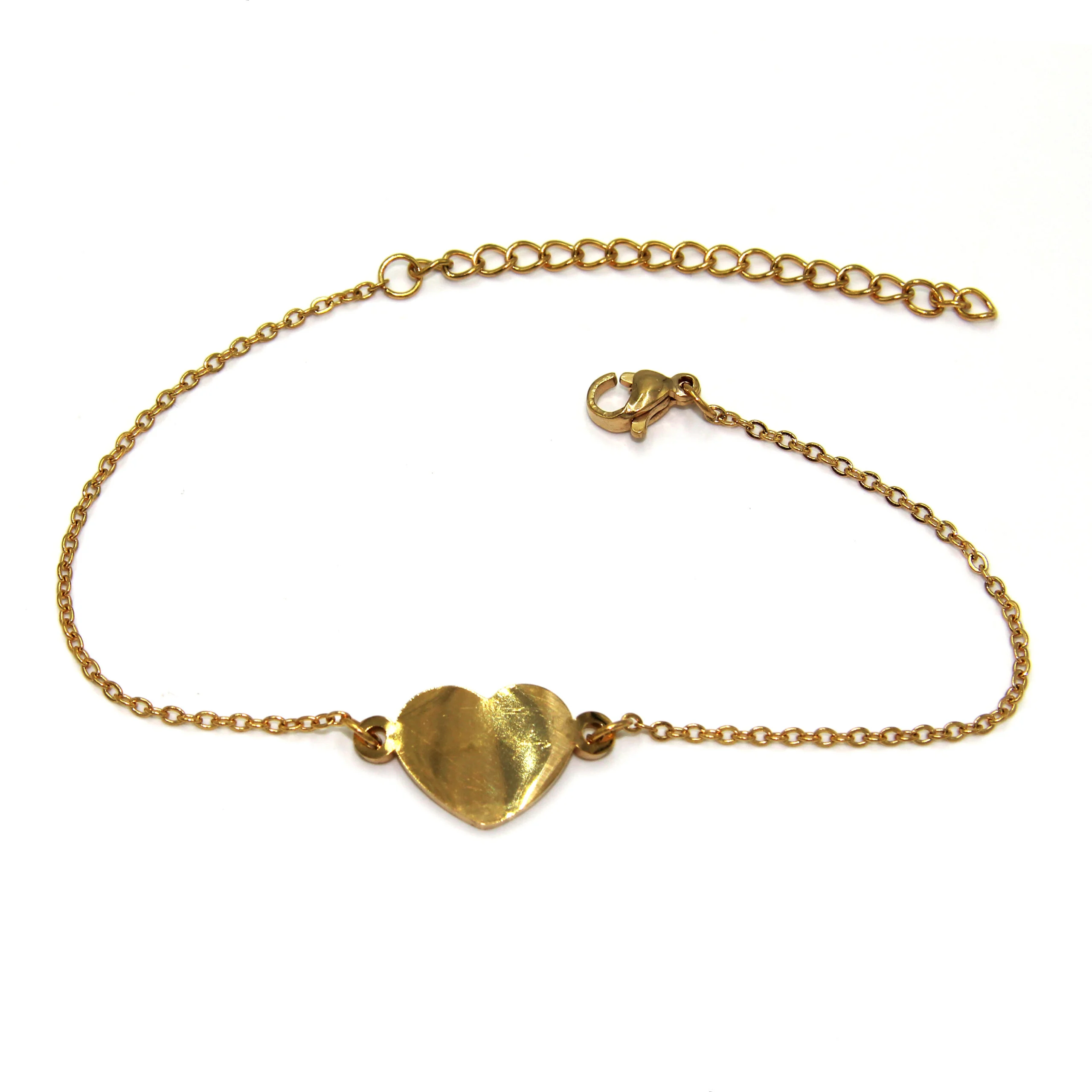 Pulsera Acero Dorado Corazón Liso Minimalista Amor