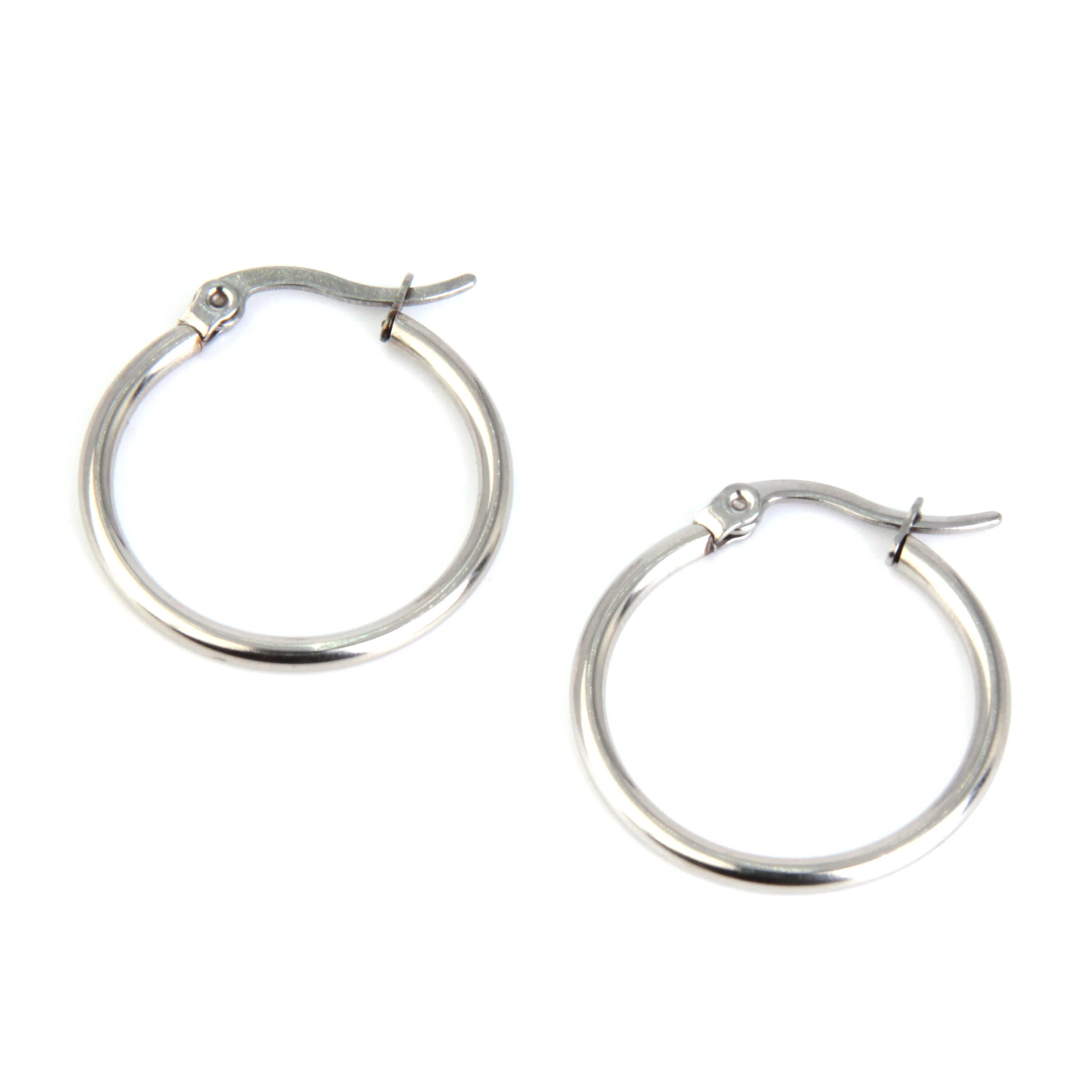 Aretes Acero Plateado Arracadas lisas Tubular 14 mm