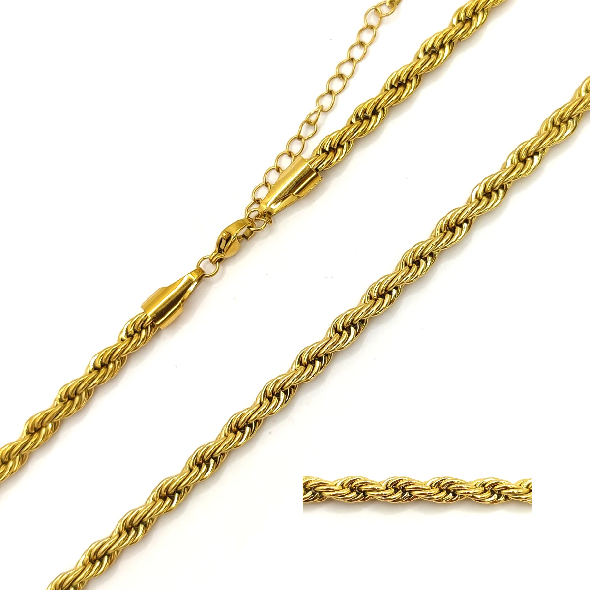 Cadena Acero Dorado Torzal Gargantilla Choker Grueso