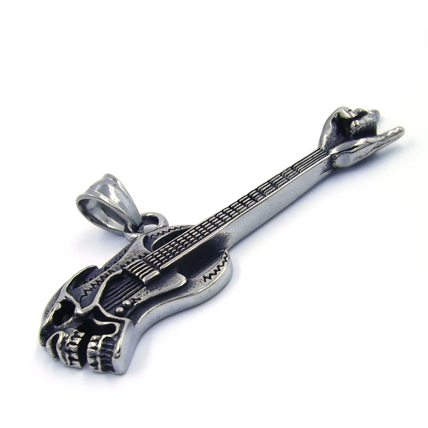 Dije Acero Guitarra Electrica c/ Calavera y Mano