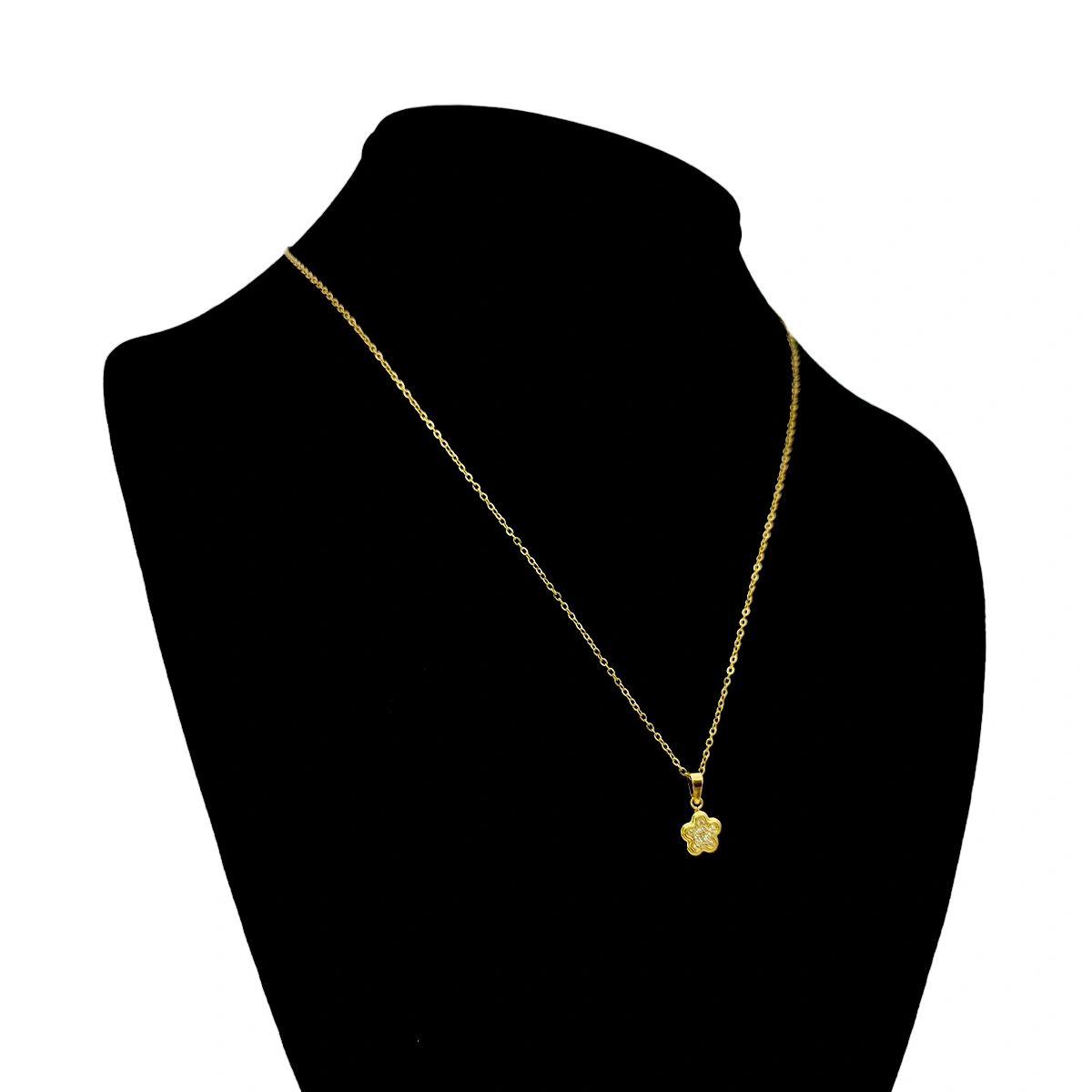 Collar Acero Dorado Mini Flor Cristales Elegante