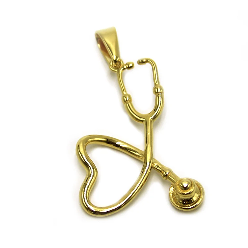 Dije Acero Dorado Estetoscopio Corazón Medico Doctor