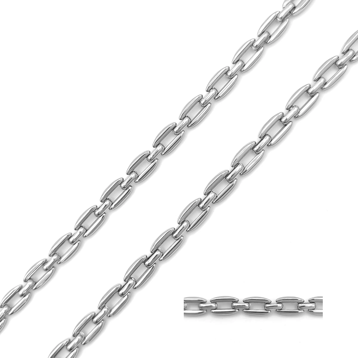 Cadena Acero Eslabon Rectangular Redondeado Moderno 6 mm