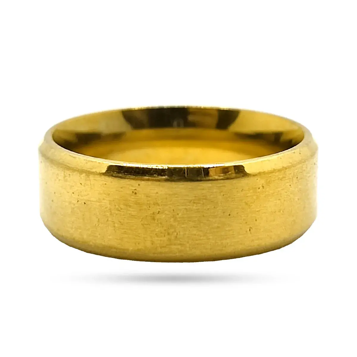 Anillo Acero Inox Dorado Argolla Satinado Biselado 8mm