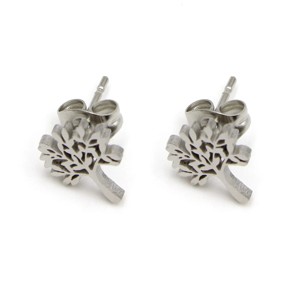 Set de Joyeria Plateado Cadena Aretes Dije Arbol Vida