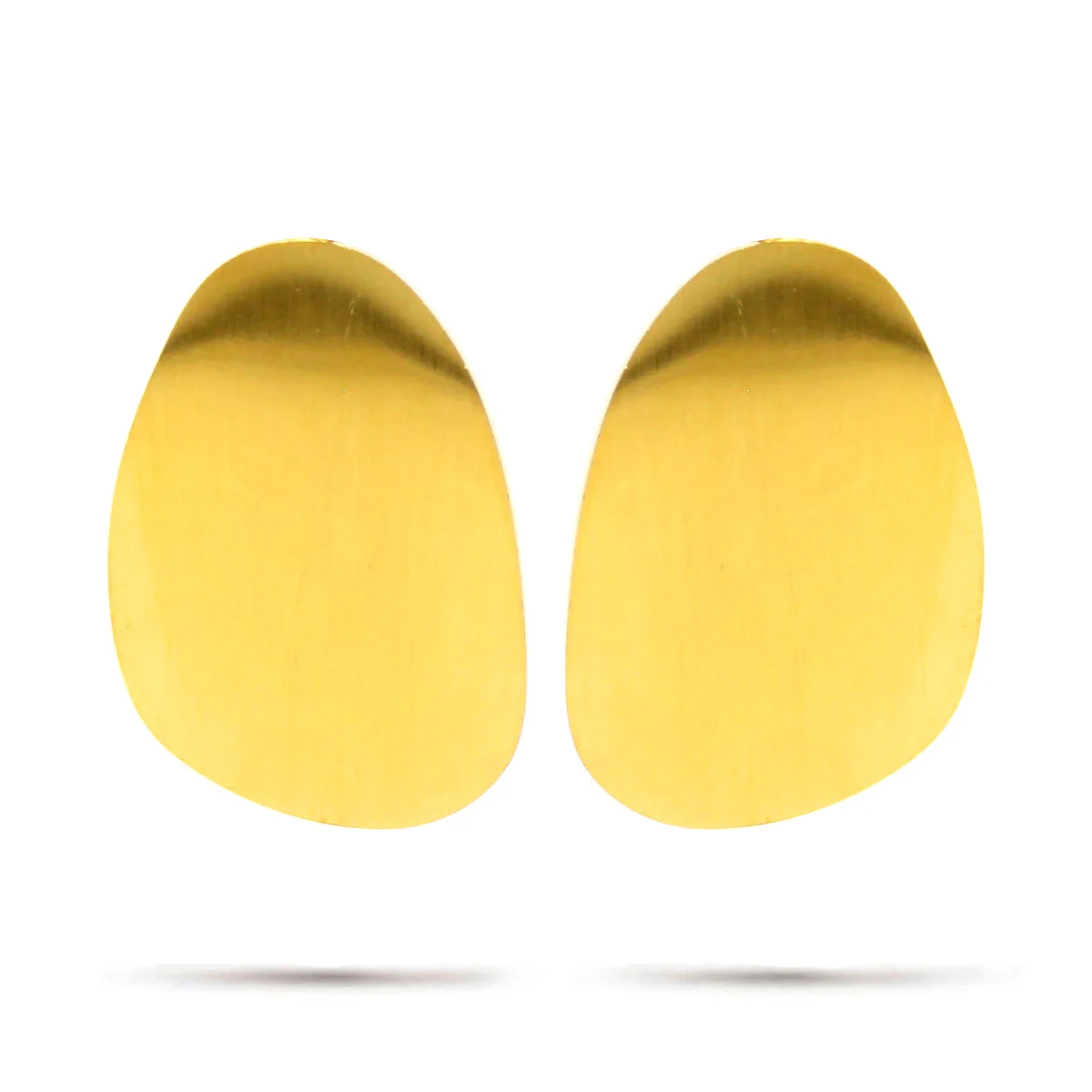 Aretes Acero Cepillado Ovalo Dorado Noche