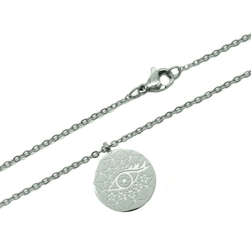 Collar Acero Inoxidable Plateado Ojo Mandala
