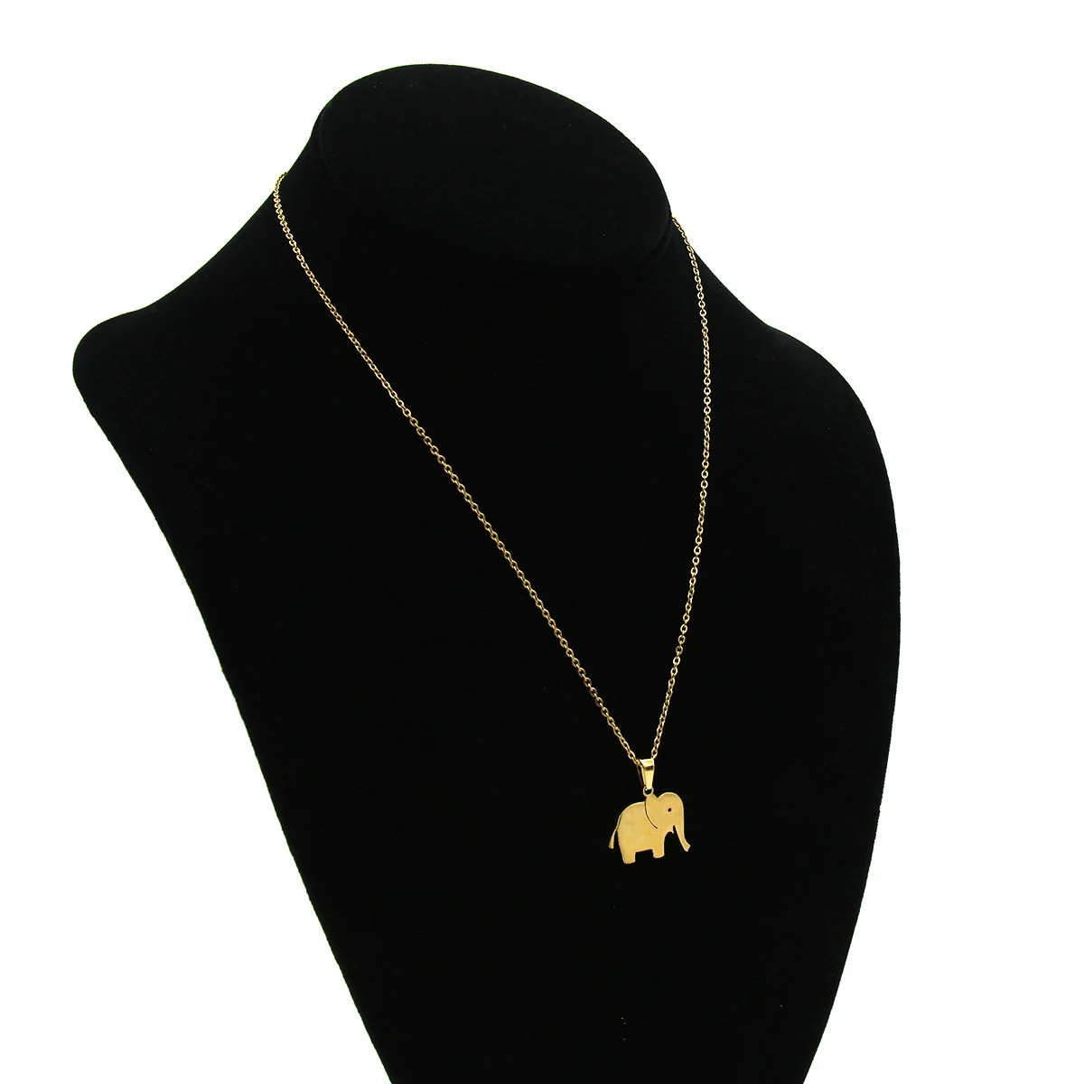 Set Joyeria Acero Dorado Elefante Liso Suerte Poder