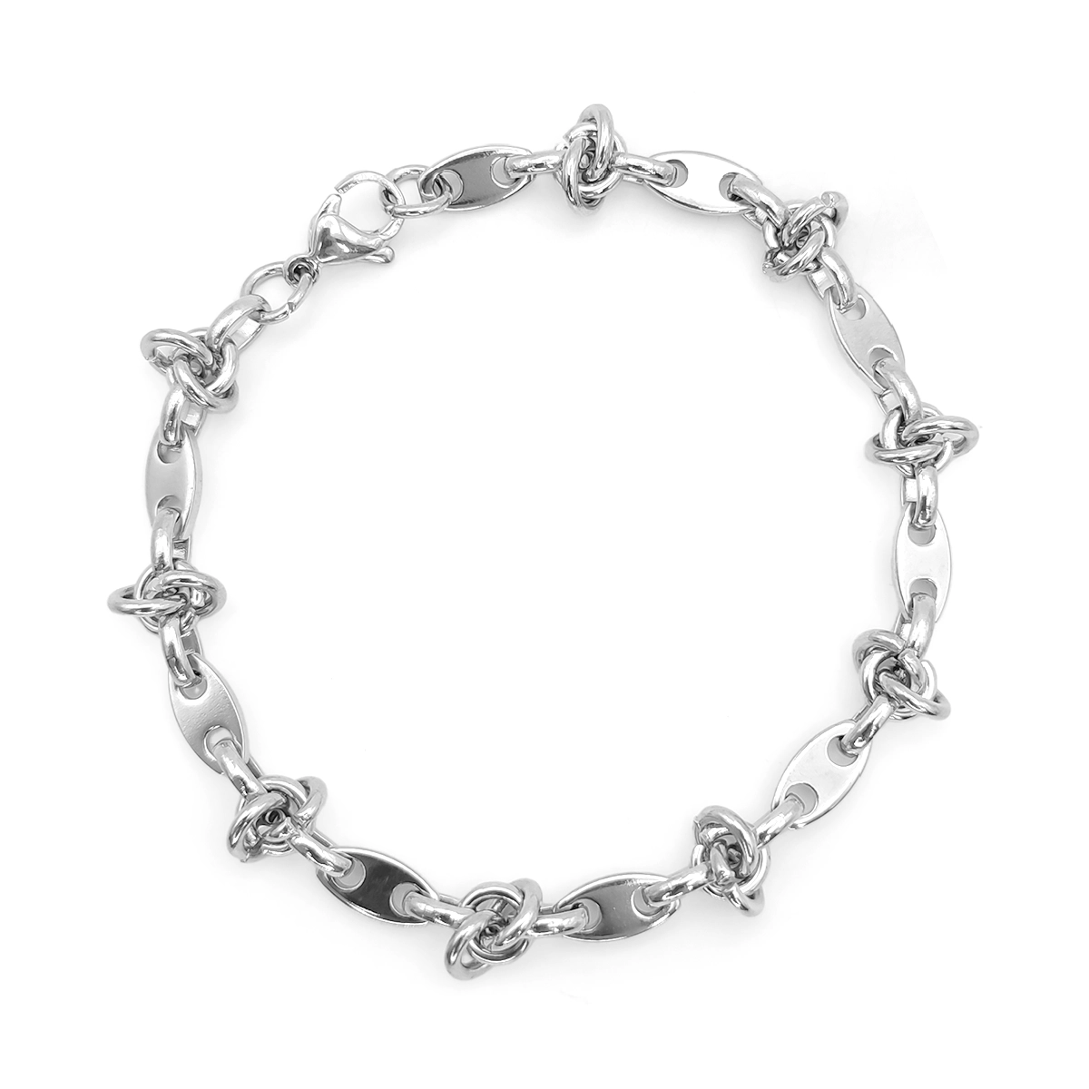 Pulsera Acero Esclava Eslabon Barco Liso Nudos Moderna