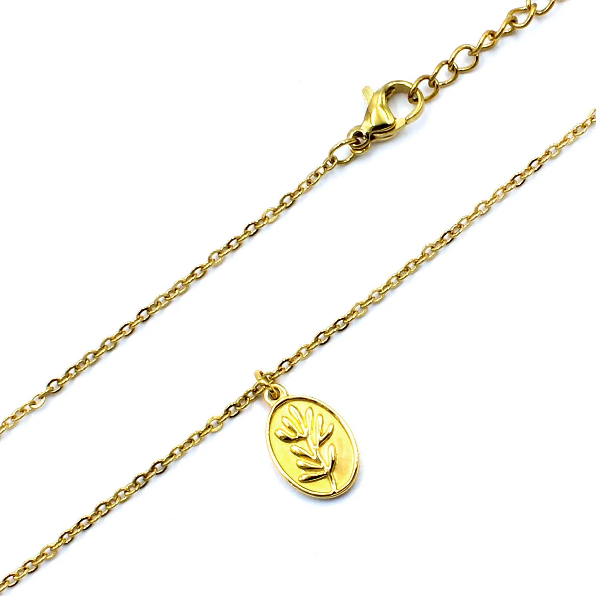 Collar Acero Inoxidable Dorado Planta Alga Marina