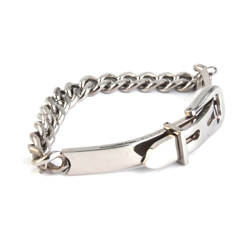 Pulsera Esclava Acero Inox Plateado Cinturón Ajustable