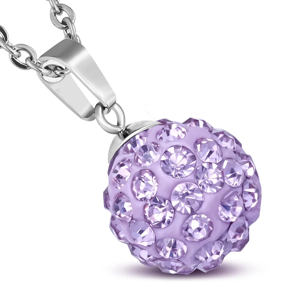 Dije de Acero y Zirconias Lilas Shamballa Diseño Esfera