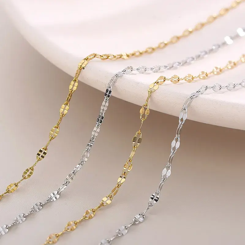 Cadena Acero Delgada Eslabón Petatillo Dos Petalos 2 mm