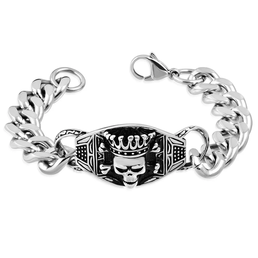 Pulsera Gruesa de Acero Tipo Esclava Pirata King Biker