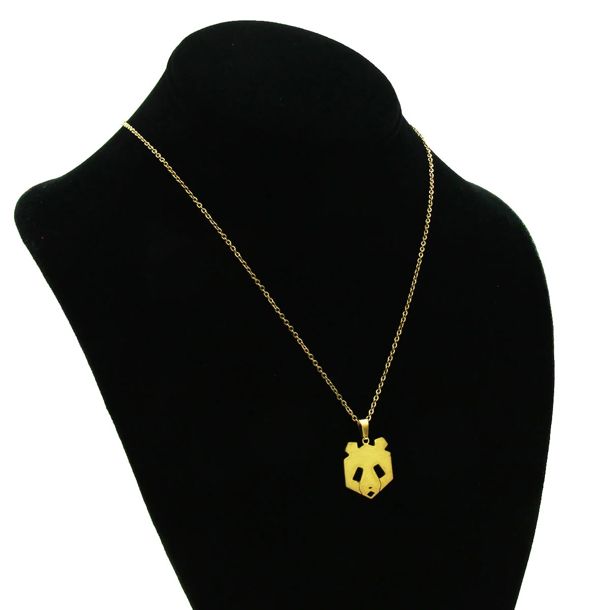Set Joyeria Acero Dorado Oso Panda Geometrico Minimalista